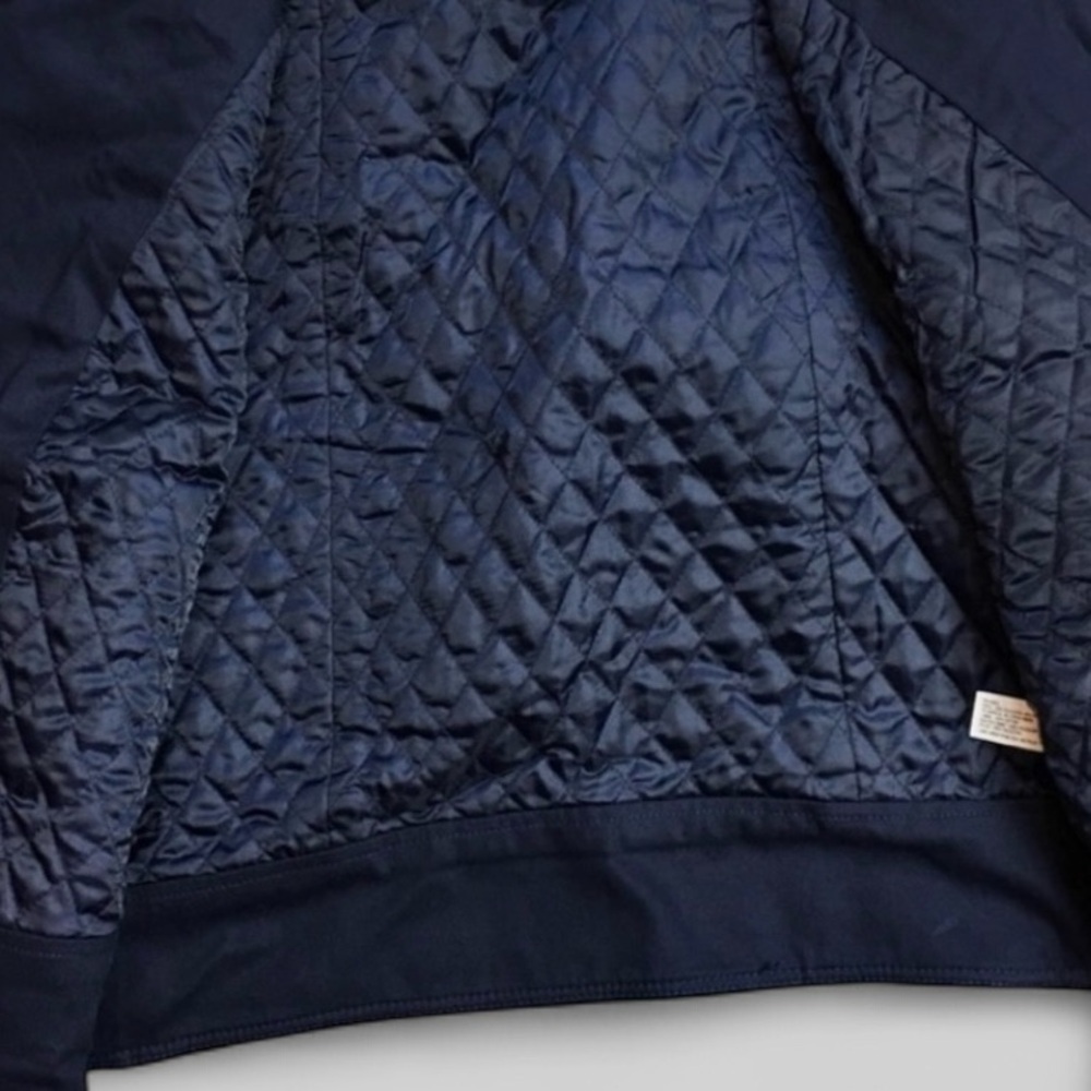 Gap Navy Blue Green Plaid Wool Blend Moto Jacket Quilted Inside Size Large - Picture 7 of 10